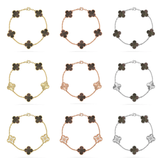 [⭐Glow Muse] COLLECTION DE BRACELETS CLOVER 5 MOTIFS EN NACRE GRISE