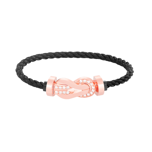 [Glow Muse]BRACELET CHANCE LARGE À BOUCLE EN FORME DE CHIFFRE 8 ET DEMI-DIAMANTS OR ROSE