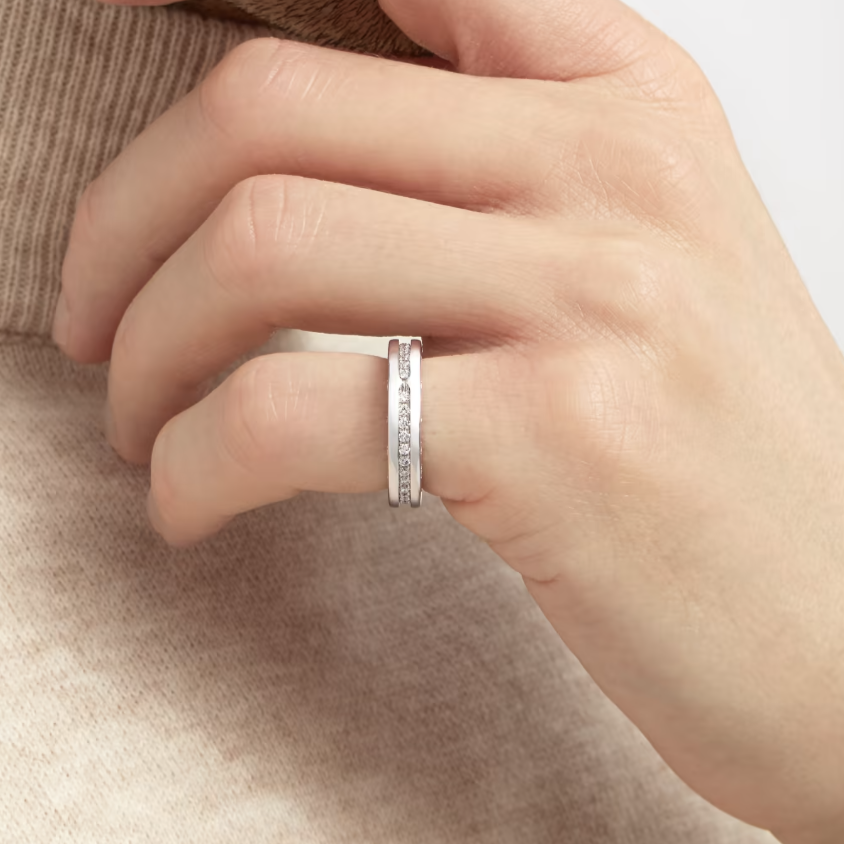 [⭐Glow Muse ]ZERO 1 ONE-BAND PAVED DIAMONDS ON THE SPIRAL RING