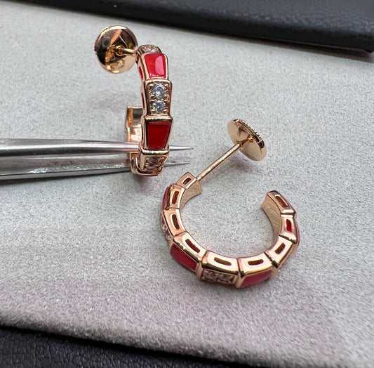 [⭐Glow Muse ]SERPENTI CARNELIAN PINK GOLD EARRINGS
