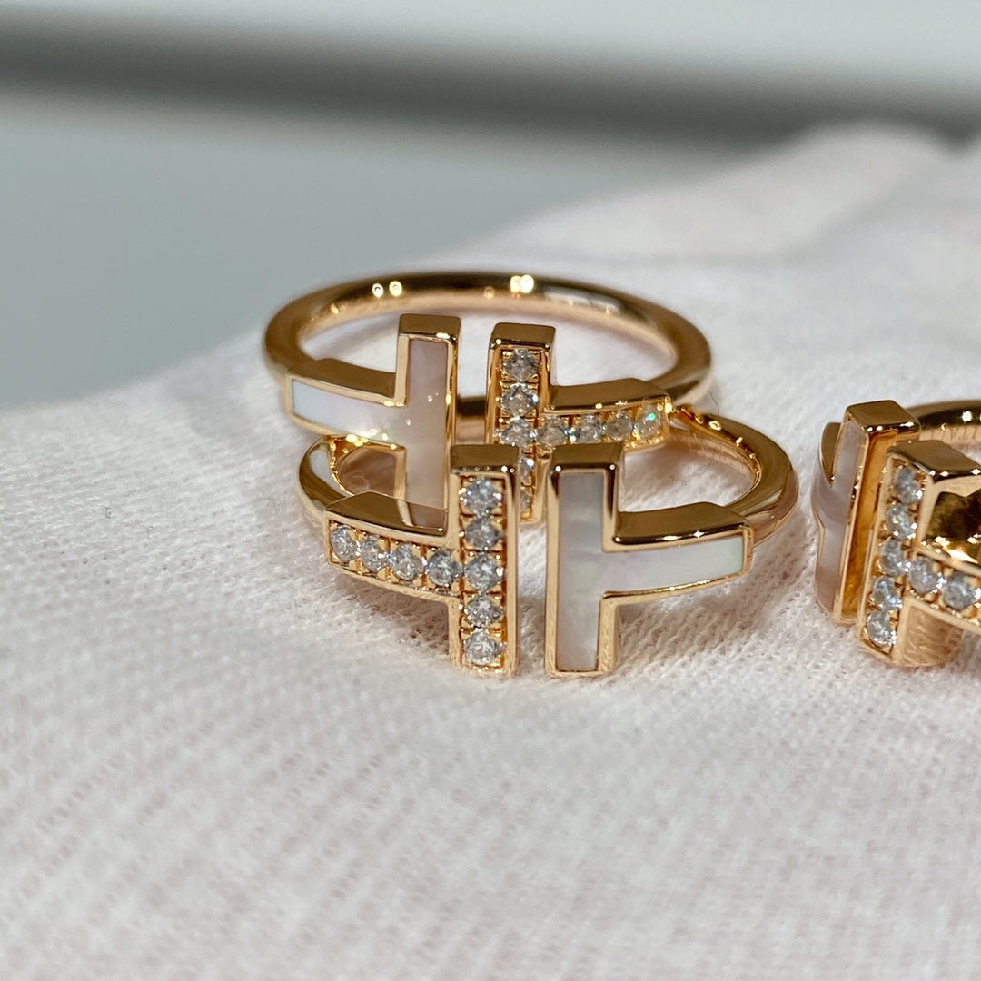 [Glow Muse ]T WIRE MOP DIAMOND RING PINK GOLD