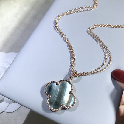[Glow Muse] COLLIER GRAND TRÈFLE 25 MM EN OR ET NACRE FONCÉE