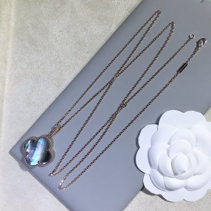 [Glow Muse] COLLIER GRAND TRÈFLE 25 MM EN OR ET NACRE FONCÉE