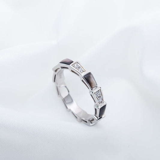 [⭐Glow Muse ]SERPENTI RING SILVER  DIAMOND BLACK MOP 3MM