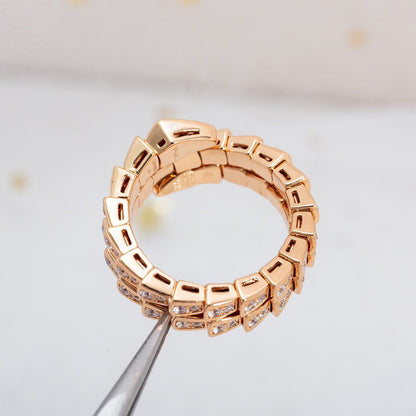 [⭐Glow Muse ]SERPENTI RING PINK GOLD DIAMOND DOUBLE ROW