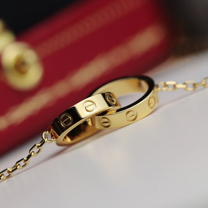 [Glow Muse]COLLIER AMOUR DOUBLE ANNEAU DORÉ