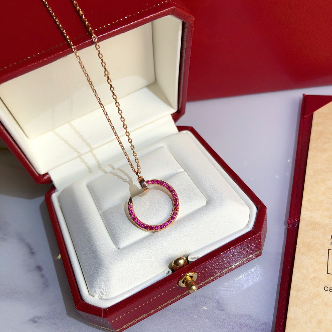 [Glow Muse]COLLIER JUSTE OR DIAMANTS ROUGES