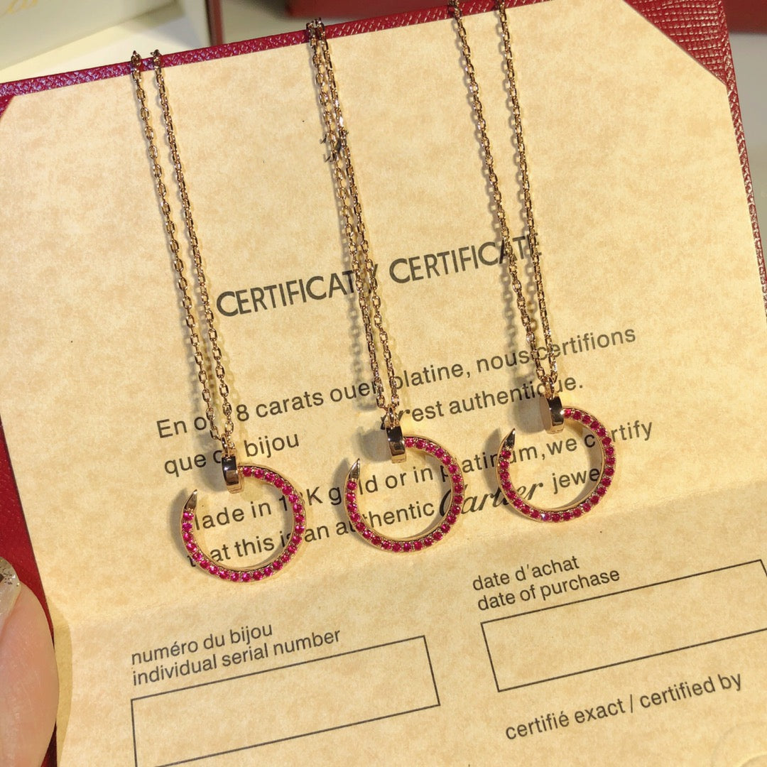 [Glow Muse]COLLIER JUSTE OR DIAMANTS ROUGES