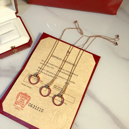 [Glow Muse]COLLIER JUSTE OR DIAMANTS ROUGES