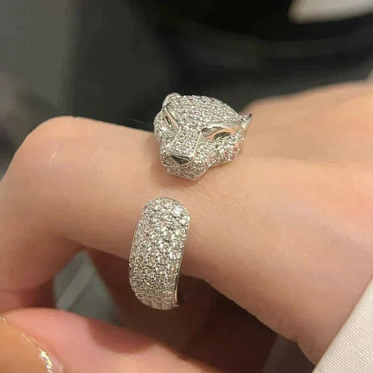 [Glow Muse]BAGUE PANTHÈRE 5,5 MM ENTIÈREMENT EN DIAMANTS