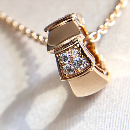 [⭐Glow Muse ]SERPENTI PEDANT DIAMOND PINK GOLD NECKLACE