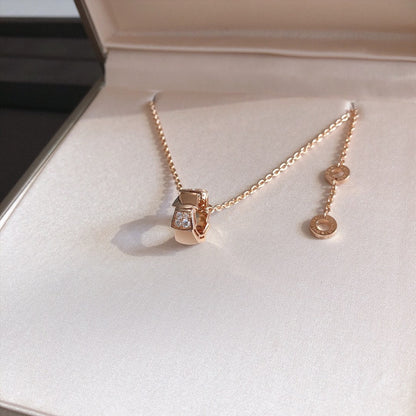 [⭐Glow Muse ]SERPENTI PEDANT DIAMOND PINK GOLD NECKLACE
