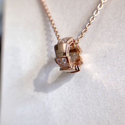 [⭐Glow Muse ]SERPENTI PEDANT DIAMOND PINK GOLD NECKLACE