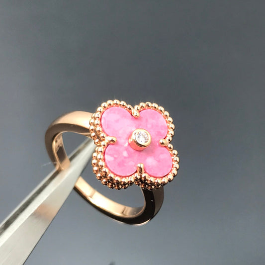 [Glow Muse]BAGUE CLOVER RHODONITE OR ROSE