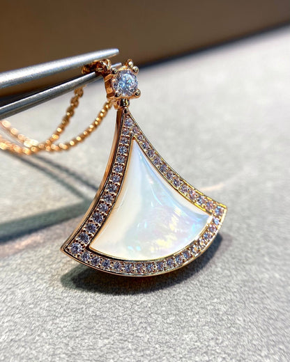 [⭐Glow Muse ]DREAM MOP DIAMOND PAVED PINK GOLD NECKLACE