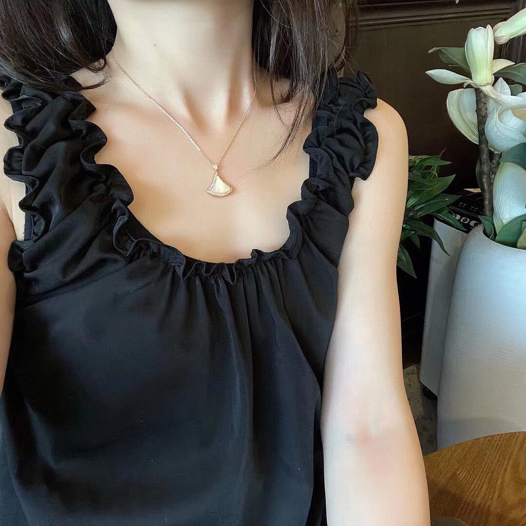 [⭐Glow Muse ]DREAM MOP DIAMOND PAVED PINK GOLD NECKLACE