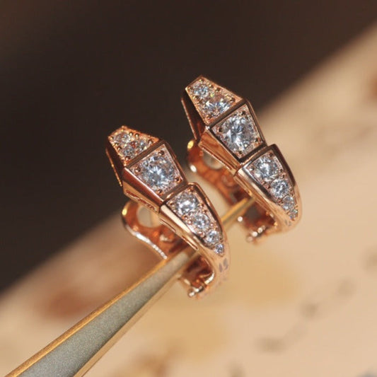 [⭐Glow Muse ]SERPENT PINK GOLD DIAMOND EARRINGS