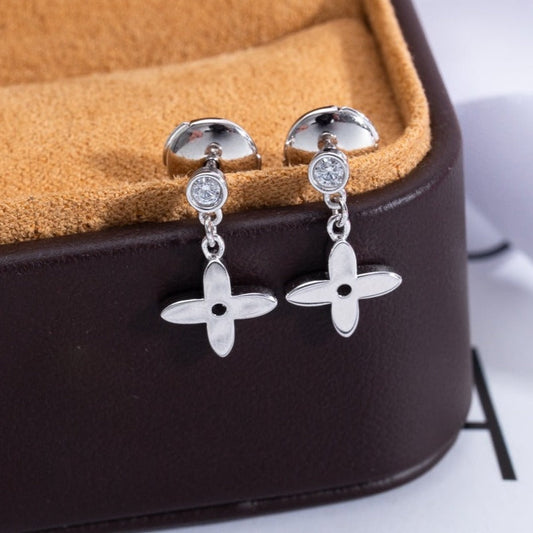 [Glow Muse]MINI BOUCLES D'OREILLES PENDANTES VIDYLLE ARGENT ET DIAMANT