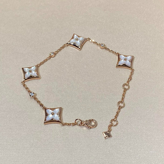 [Glow Muse] BRACELET ÉTOILE 4 MOTIFS NACRE DIAMANT OR ROSE