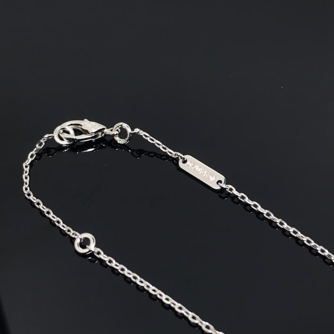 [Glow Muse]LONG COLLIER TRÈFLE EN PIETERSITE ET ARGENT