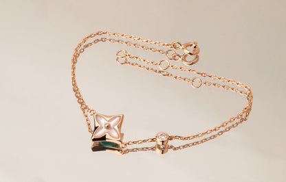 [Glow Muse]COLLIER DIAMANT 1 PIERRE ROSE MOP OR ROSE