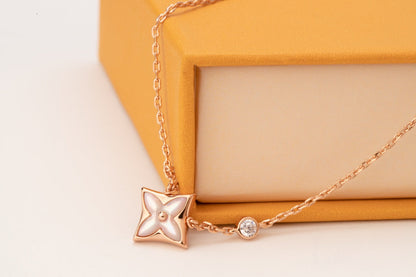 [Glow Muse]COLLIER DIAMANT 1 PIERRE ROSE MOP OR ROSE