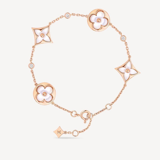 [Glow Muse]BRACELET STAR AND SUN 4 MOTIFS NACRE BLANCHE OR ROSE