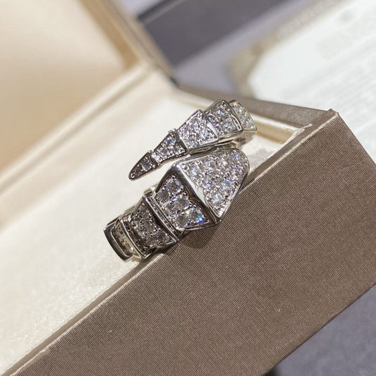 [⭐Glow Muse ]SERPENTI LARGE RING SILVER DIAMOND PAVED