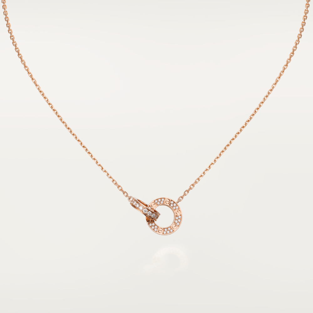 [Glow Muse]COLLIER LOVE 7,6 MM OR ROSE ET ARGENT ENTIÈREMENT DIAMANTÉ