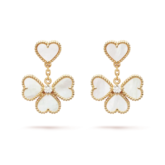 [Glow Muse]BOUCLES D'OREILLES CLOVER SWEET NACRE BLANCHE