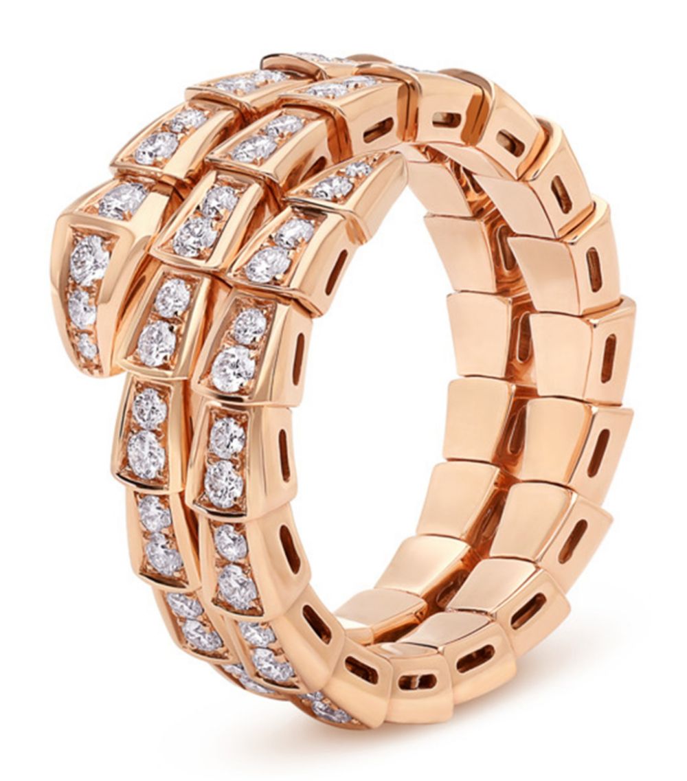 [⭐Glow Muse ]SERPENTI RING PINK GOLD DIAMOND DOUBLE ROW