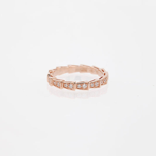 [⭐Glow Muse ]SERPENTI RING PINK GOLD DIAMOND PAVED 3MM