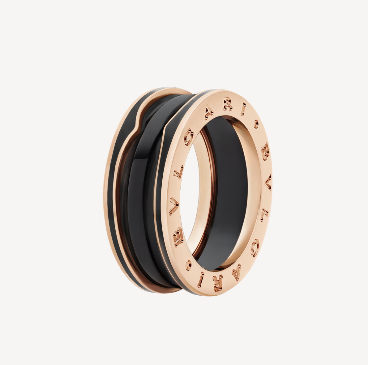 [⭐Glow Muse ]ZERO 1 TWO-BAND WITH MATTE BLACK CERAMIC PINK GOLD RING
