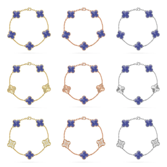 [⭐Glow Muse]COLLECTION DE BRACELETS CLOVER 5 MOTIFS VEINES BLEUES