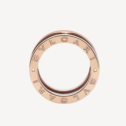 [⭐Glow Muse ]ZERO 1 FOUR-BAND LOOPS AND BLACK CERAMIC SPIRAL PINK GOLD RING