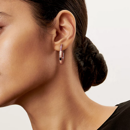 [Glow Muse ]LOCK MEDIUM PINK DIAMOND PINK GOLD EARRINGS