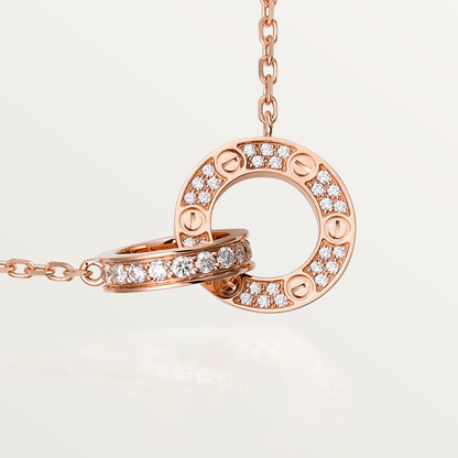 [Glow Muse]COLLIER LOVE 7,6 MM OR ROSE ET ARGENT ENTIÈREMENT DIAMANTÉ