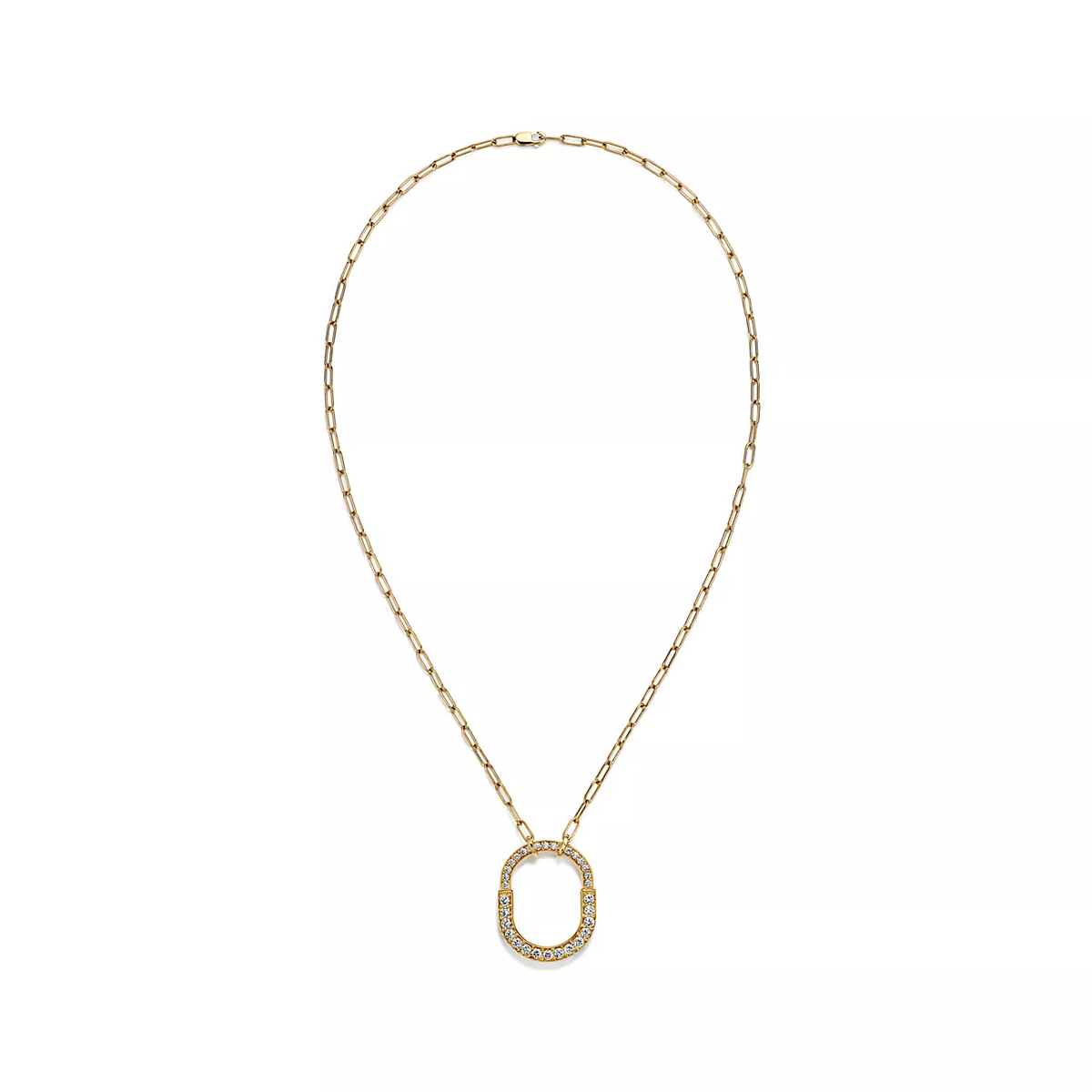 [Glow Muse ]LOCK NECKLACE MEDIUM PENDANT GOLD PAVED DIAMONDS