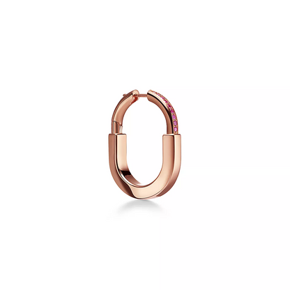 [Glow Muse ]LOCK MEDIUM PINK DIAMOND PINK GOLD EARRINGS