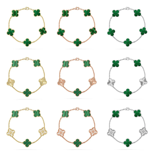 [⭐Glow Muse] COLLECTION DE BRACELETS 5 MOTIFS CLOVER EN MALACHITE