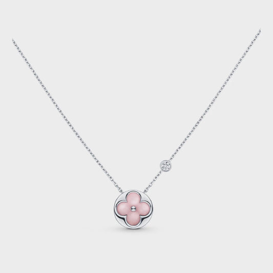 [Glow Muse]BRACELET MOTIF SOLEIL EN ARGENT ET NACRE ROSE