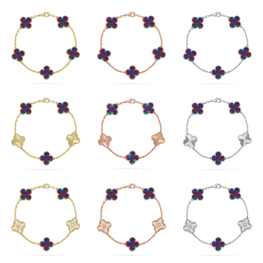 [⭐Glow Muse]COLLECTION DE BRACELETS CLOVER 5 MOTIFS EN PIERRES PRÉCIEUSES