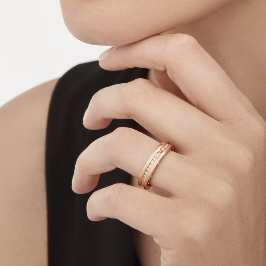 [⭐Glow Muse ]ZERO 1 ONE-BAND PAVED DIAMONDS ON THE SPIRAL RING