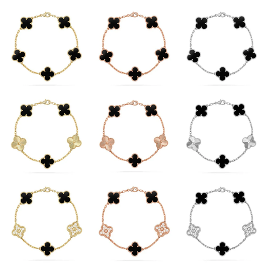 [⭐Glow Muse] COLLECTION DE BRACELETS CLOVER À 5 MOTIFS EN ONYX