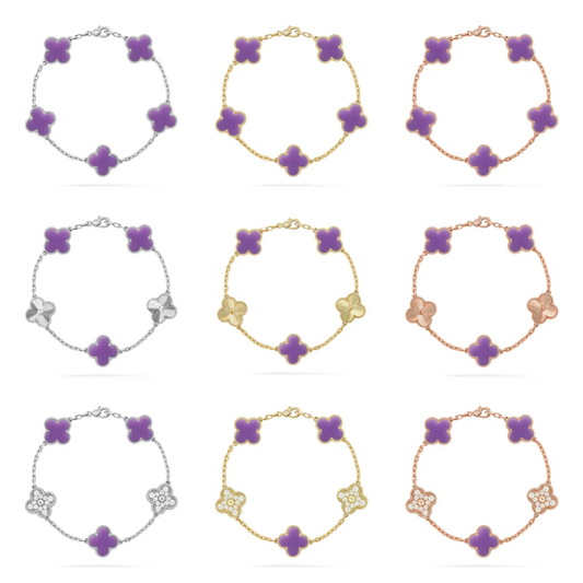 [⭐Glow Muse]COLLECTION DE BRACELETS CLOVER 5 MOTIFS VIOLET CLAIR