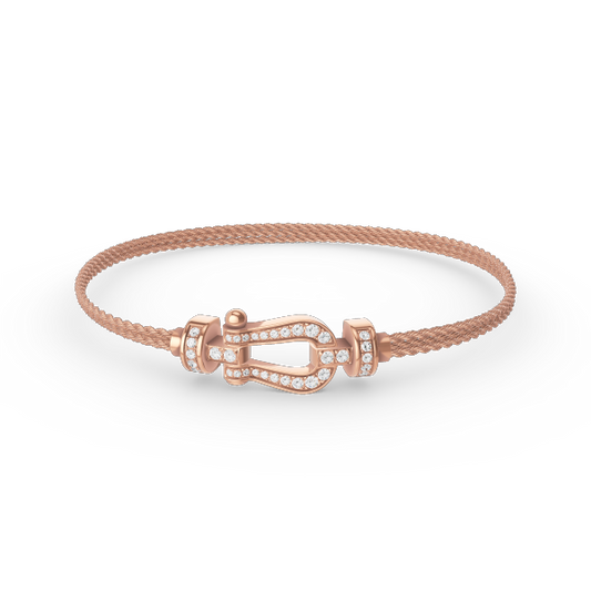 [Glow Muse]BRACELET CHAÎNE CORDE DIAMANT FER À CHEVAL PETIT MODÈLE