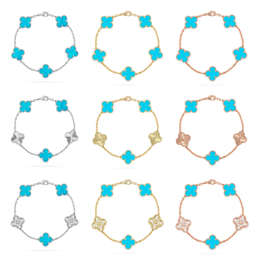 [⭐Glow Muse] COLLECTION DE BRACELETS 5 MOTIFS CLOVER TURQUOISE