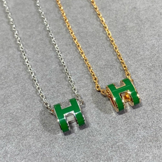 [Glow Muse]COLLIER POP H VERT ARGENT ET OR