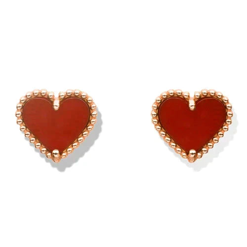 [Glow Muse]BOUCLES D'OREILLES CLOUS CŒUR EN CORNALINE