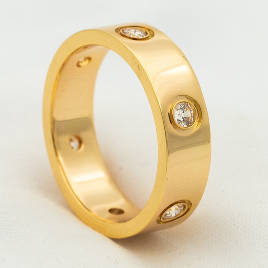 [Glow Muse]BAGUE LOVE 5,5 MM 6 DIAMANTS OR ROSE